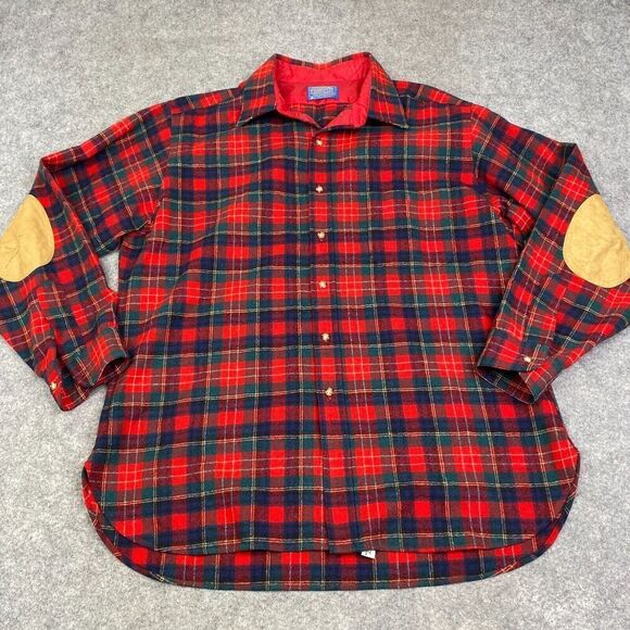 Vintage Pendleton Wool Shirt Men’s XL Christie Tartan Plaid USA Elbow Patch - Picture 1 of 8